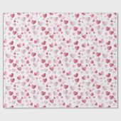 ピンク&レッドロマンチックグリッターハートラッピング紙 ラッピングペーパー (フラット)