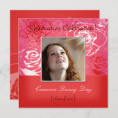 ピンク/レッドローズ招待状 招待状 (正面/裏面)