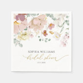 ピンク&レッドワイルドフラワーズブライダルシャワーナプキンス スタンダードカクテルナプキン (正面)