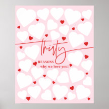 ピンク&レッド30理由私たちはあなたを愛するハート誕生日
