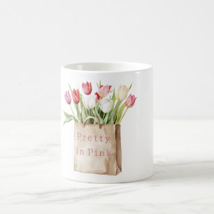 ピンク レッド イエロー ホワイト チューリップ 花 袋入り コーヒーマグカップ