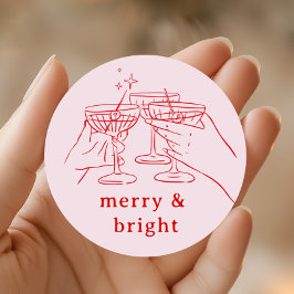 ピンク レッド ガーリー クリスマス ラウンドシール