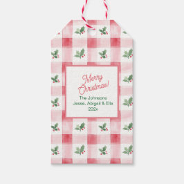 ピンク レッド グリーン レトロ パターン クリスマス ギフトタグ