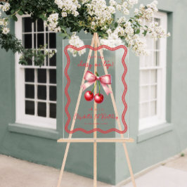 ピンク レッド コケッタ チェリー 1歳の誕生日おめでとう アクリルサイン