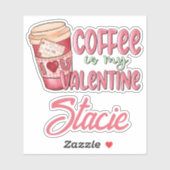 ピンク レッド コーヒー 私のバレンタイン 名前 シール (シート)