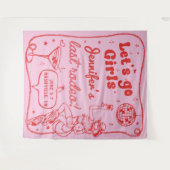 ピンク レッド ディスコ カウガール ロデオ ブライズテート ウィークエンド タペストリー (正面(横))