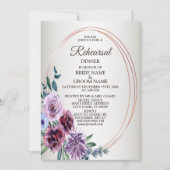 ピンク レッド フラワー ウォーターカラー リハーサル ディナー パーティー 招待状 (正面)