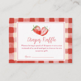 ピンク レッド プリント いちご Diaper+Raffle エンクロージャーカード