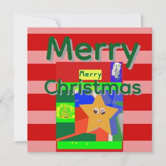 ピンク レッド メリークリスマスカード (正面)