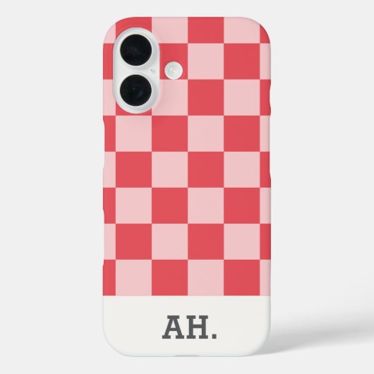 ピンク レッド モダン モノグラム チェッカー Case-Mate iPhoneケース (裏面)
