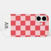 ピンク レッド モダン モノグラム チェッカー Case-Mate iPhoneケース (裏面 (横))