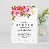 ピンク レッド 水彩 フラワー アニバーサリー インビテーション (スタンド正面)