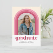 ピンク・レトロ・アーチの卒業発表 招待状 (スタンド正面)