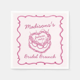 ピンク レトロ ハート コケッタ チェリー ケーキ ブライダル ブランチ スタンダードカクテルナプキン