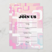 ピンク レトロ ミッドセンチュリー モダン 記入欄 招待状 (正面/裏面)