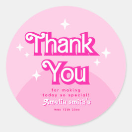 ピンク レトロ モダン おしゃれ かわいい ありがとう ラウンドシール