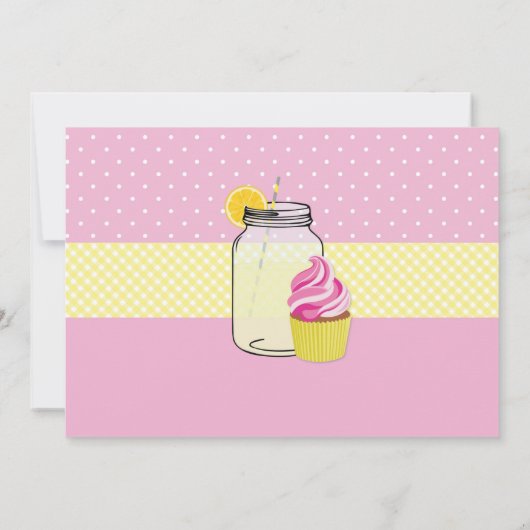 ピンク·レモネード初の誕生日パーティーの写真 招待状 (裏面)