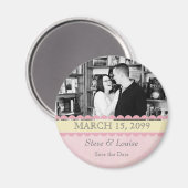 ピンク&レモンウェディング日付のフォトフレームを保存 マグネット (正面/裏面)