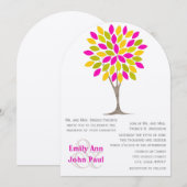 ピンク レモン イエロー グリーン クリサンセマムの森 招待状 (正面/裏面)