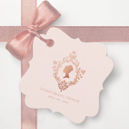 ピンク レージェンシー ヴィンテージ クレスト ローズゴールド ブライダルシャワー フェイバータグ