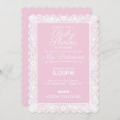 ピンク&レースベビーシャワー招待状 招待状 (正面/裏面)