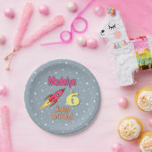 ピンク·ロケット·ガール·パーソナライズされた誕生日·フェミニスト ペーパープレート (パーティー)