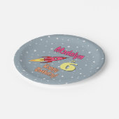 ピンク·ロケット·ガール·パーソナライズされた誕生日·フェミニスト ペーパープレート (アングル)