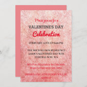 ピンク ロマンティック バレンタインデー ラブパーティー ご招待 招待状 (正面/裏面)
