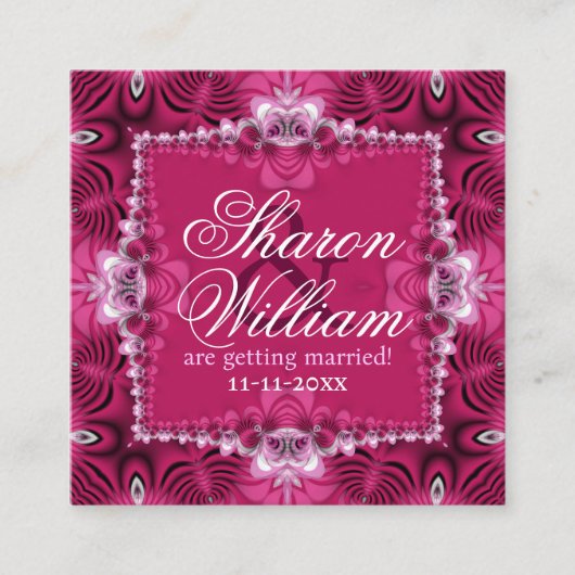 ピンク・ロマ結婚ンスの発表 スクエア名刺 (正面)