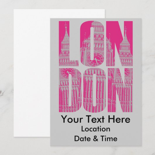 ピンク・ロンドン 招待状 (正面/裏面)