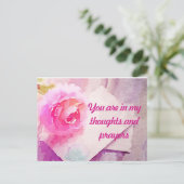 ピンク・ローズのはがき「あなたは私の祈りの言葉にいる」 ポストカード (スタンド正面)