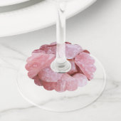 ピンク ローズクォーツ クリスタルジェム ペーパー ワイン グラス タグ (クローズアップ)