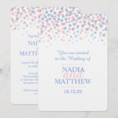 ピンク ローズクォーツ & セレニティ ブルー ウェディング インビテーション (正面/裏面)