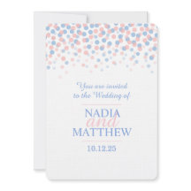 ピンク ローズクォーツ & セレニティ ブルー ウェディング インビテーション