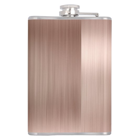 ピンク ローズゴールド ガーリー モノグラム ブラシ仕上げ スチール メタル フラスク (裏面)