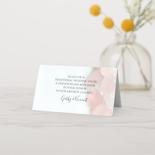 ピンク・ローズ・クォーツ結婚の慈善事業への支援 プレイスカード (裏面)