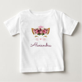 ピンク ローズ ゴールド キティ モノグラム 1歳誕生日 ベビーTシャツ