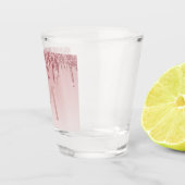 ピンク ローズ ゴールド グリッター & スパークル モノグラム 誕生日 ショットグラス (右)