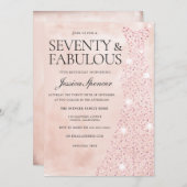 ピンク ローズ ゴールド ドレス 70 & ファビュラス 70歳の誕生日 招待状 (正面/裏面)