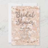 ピンク ローズ ゴールド ハーツ ブライダル シャワー 招待状 (正面)