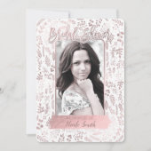 ピンク ローズ ゴールド フォイル モダン ブライダル シャワー フォト 招待状 (正面)