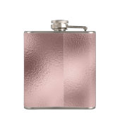 ピンク ローズ ゴールド ホイルとスパークル モノグラム フラスク (裏面)