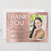 ピンク ローズ ゴールド メタリック 卒業 ありがとう 招待状 (正面)