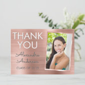 ピンク ローズ ゴールド メタリック 卒業 ありがとう 招待状 (スタンド正面)