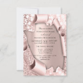 ピンク ローズ パステル パウダー スパークリー グリッター ドリップ ローズ 招待状 (正面)