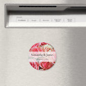 ピンク・ローズ・ブーケ・パー結婚ソナルズ マグネット (インサイチュ (食洗機))