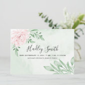 ピンク・ローズ・ユーカリの葉の誕生発表 案内状 (スタンド正面)