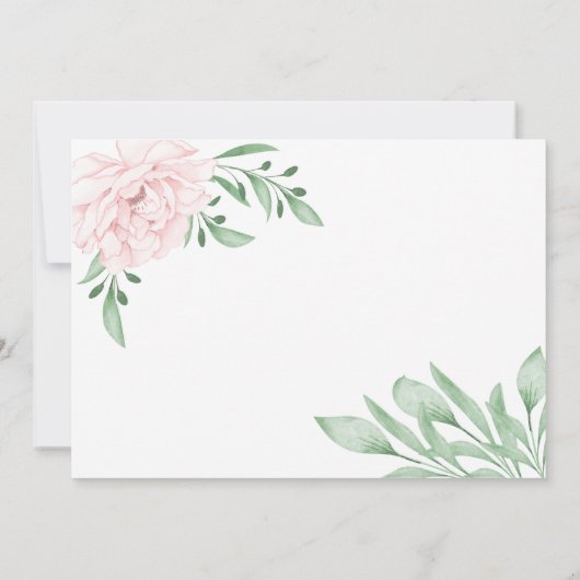 ピンク・ローズ・ユーカリの葉の誕生発表 案内状 (裏面)