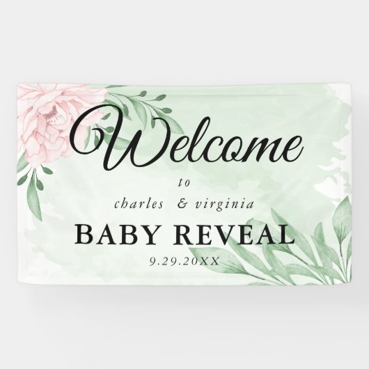 ピンク・ローズ・ユーカリプタス葉性の暴露パーティー 横断幕 (横)