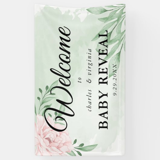 ピンク・ローズ・ユーカリプタス葉性の暴露パーティー 横断幕 (縦)